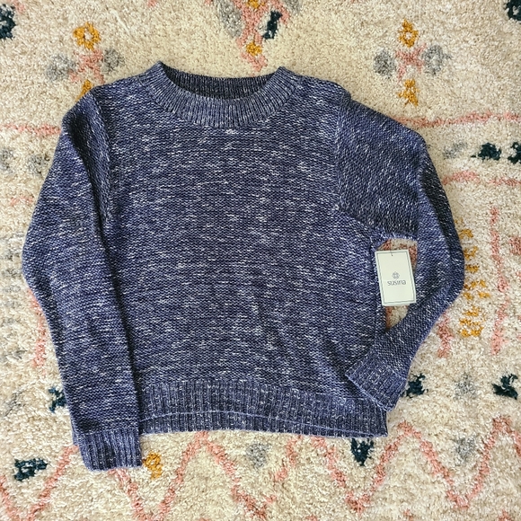 NWT Susina Crew Neck Pullover Sweater In Tonal Denim Marl Blue Size Small - Picture 2 of 6